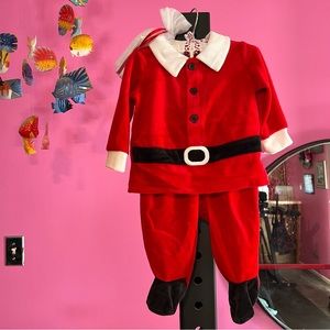 First Moments velour Santa Outfit 6 months